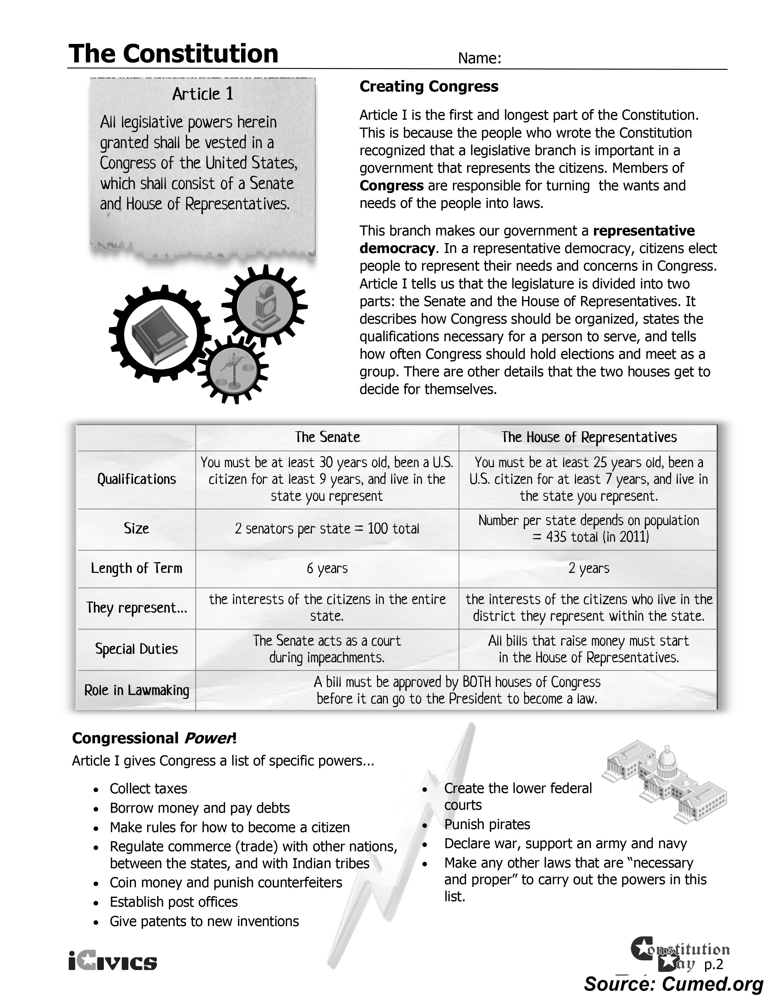 Icivics The Constitution Worksheet Answers 3