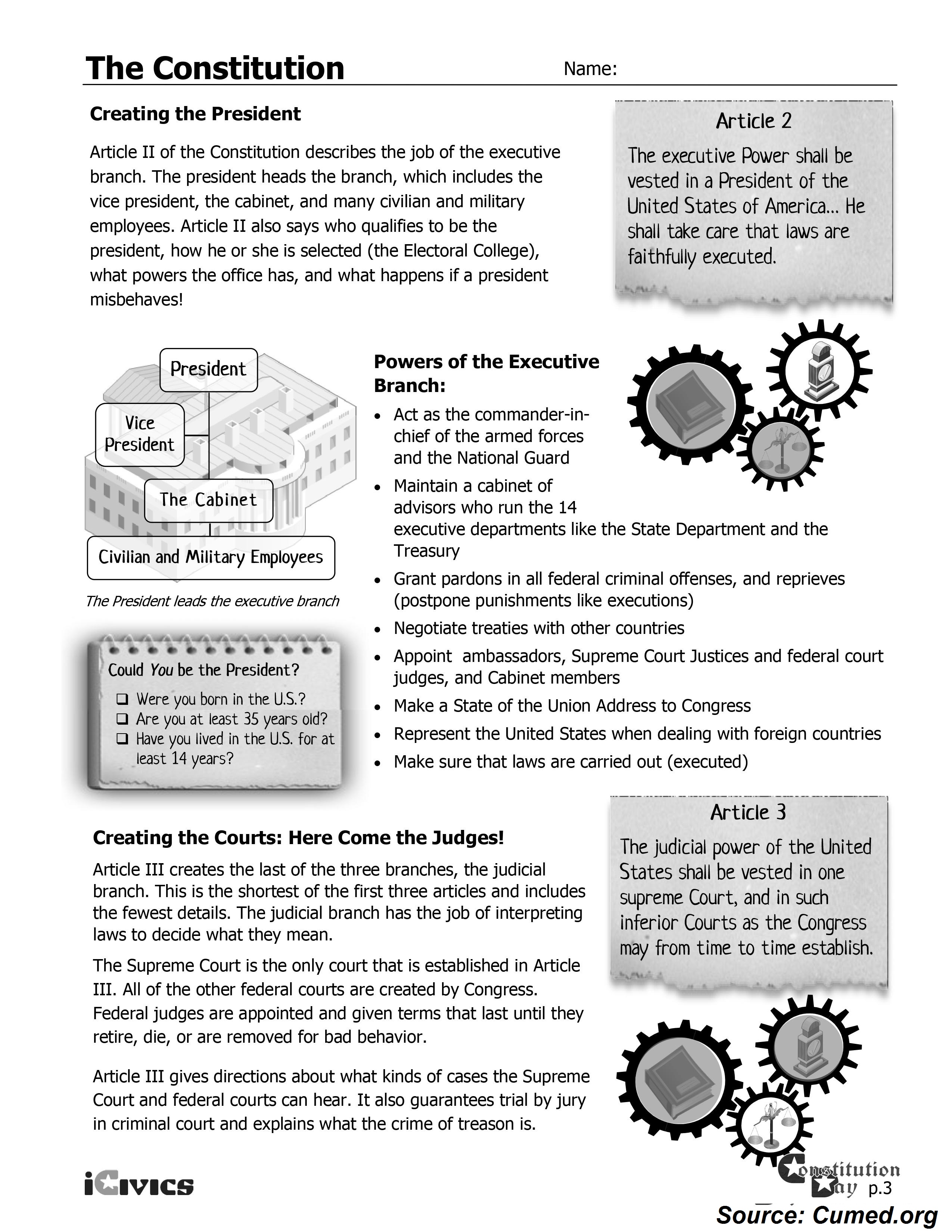Icivics The Constitution Worksheet Answers 4