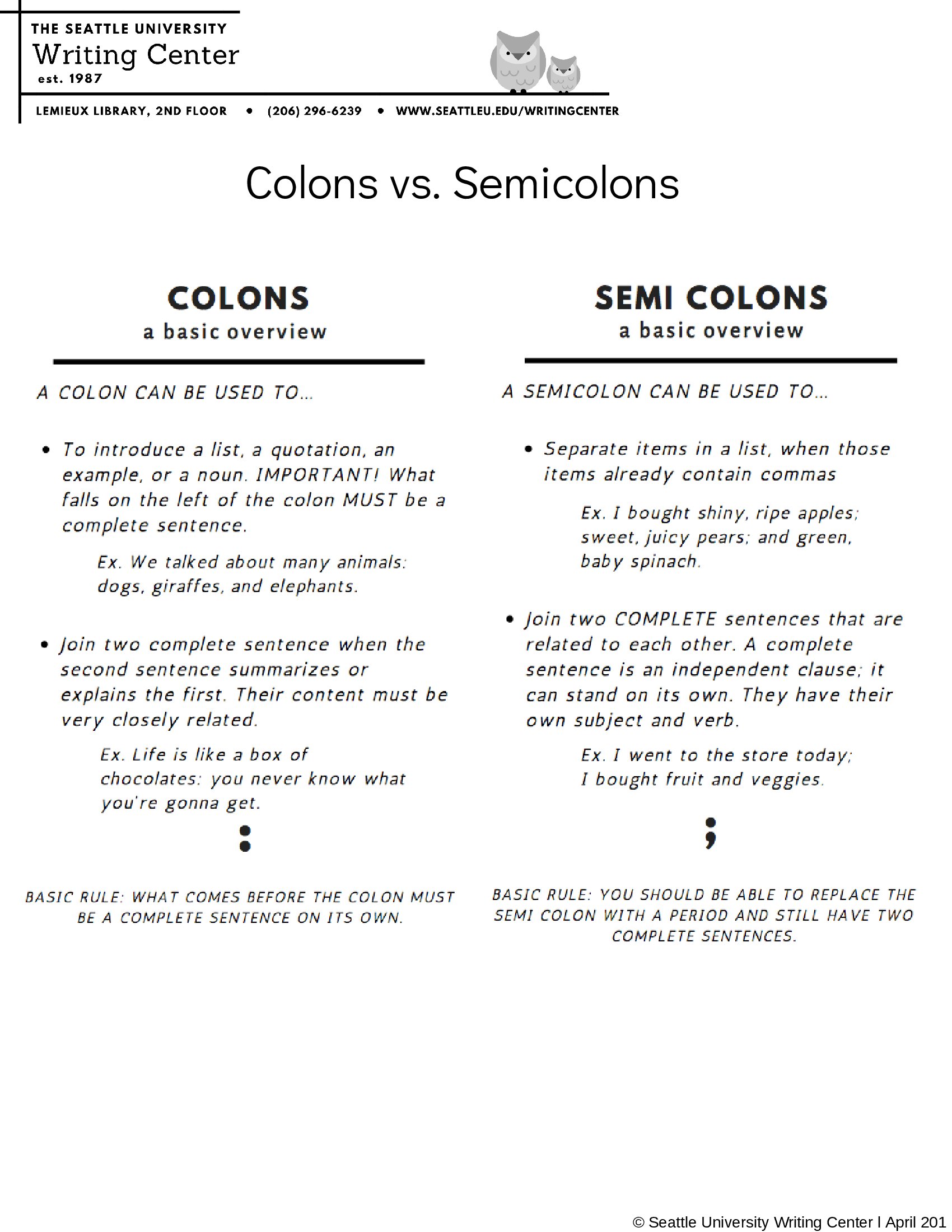 Semicolons And Colons Worksheet