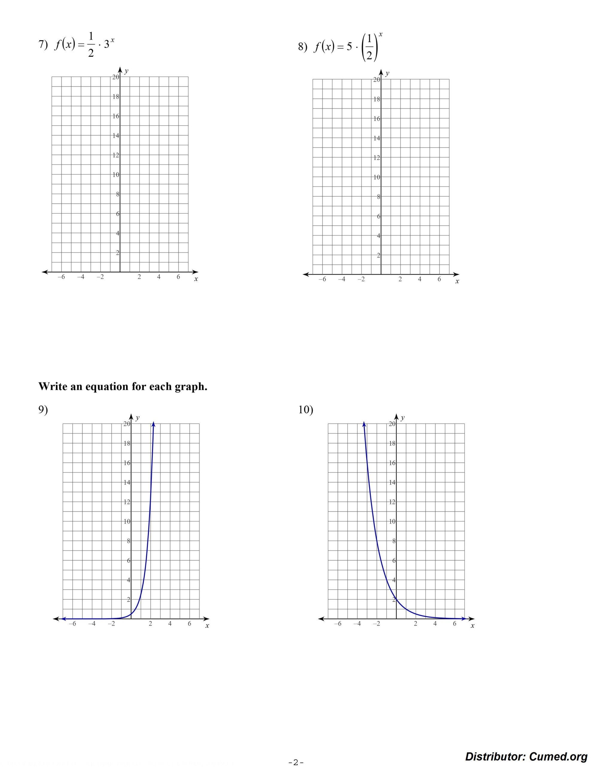 Exponential Functions Worksheet Answers