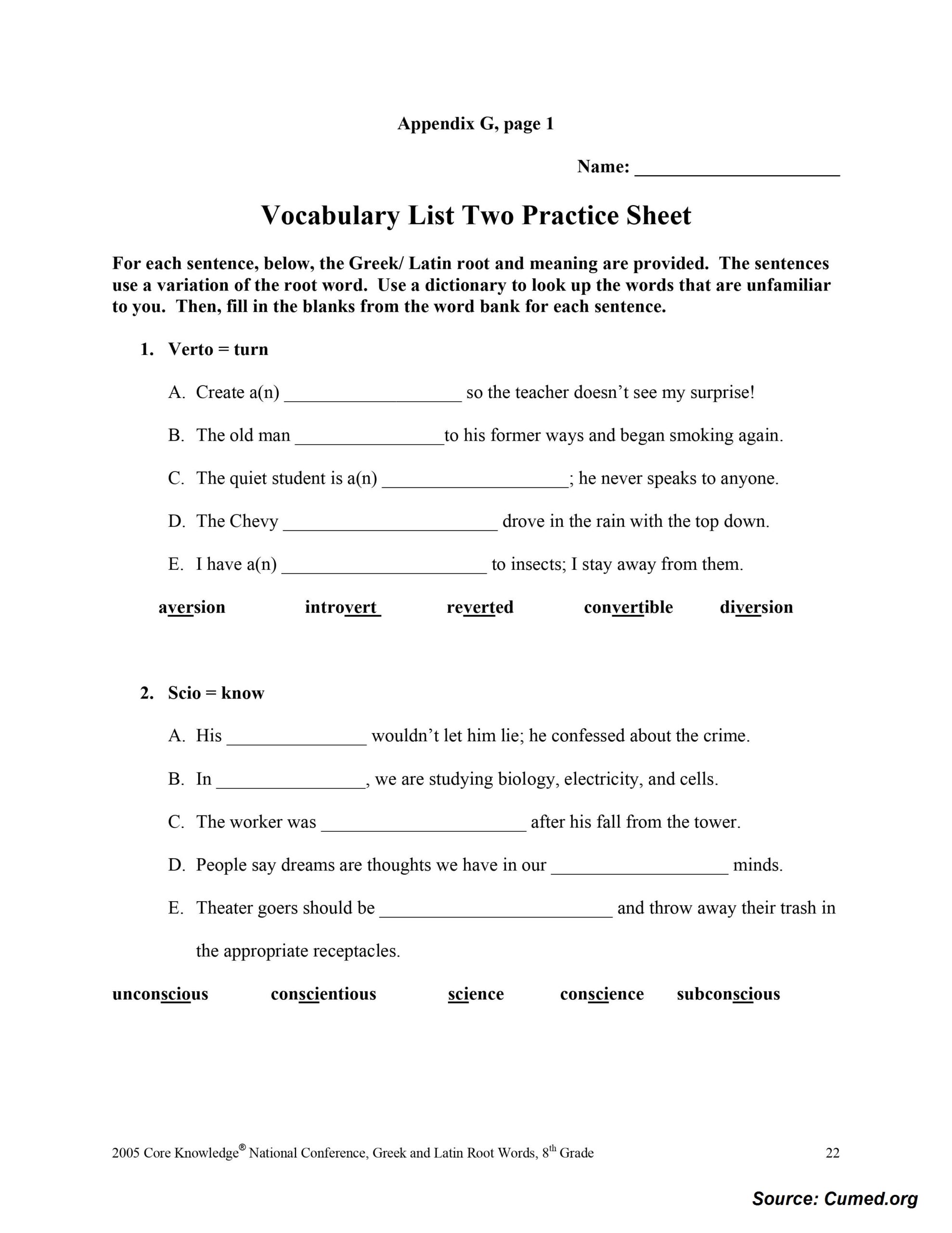 Greek And Latin Roots Worksheet