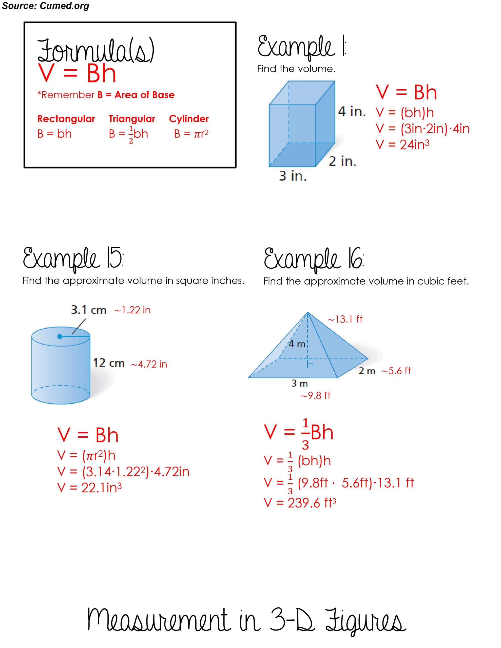 Surface Area And Volume Worksheet Answer Key