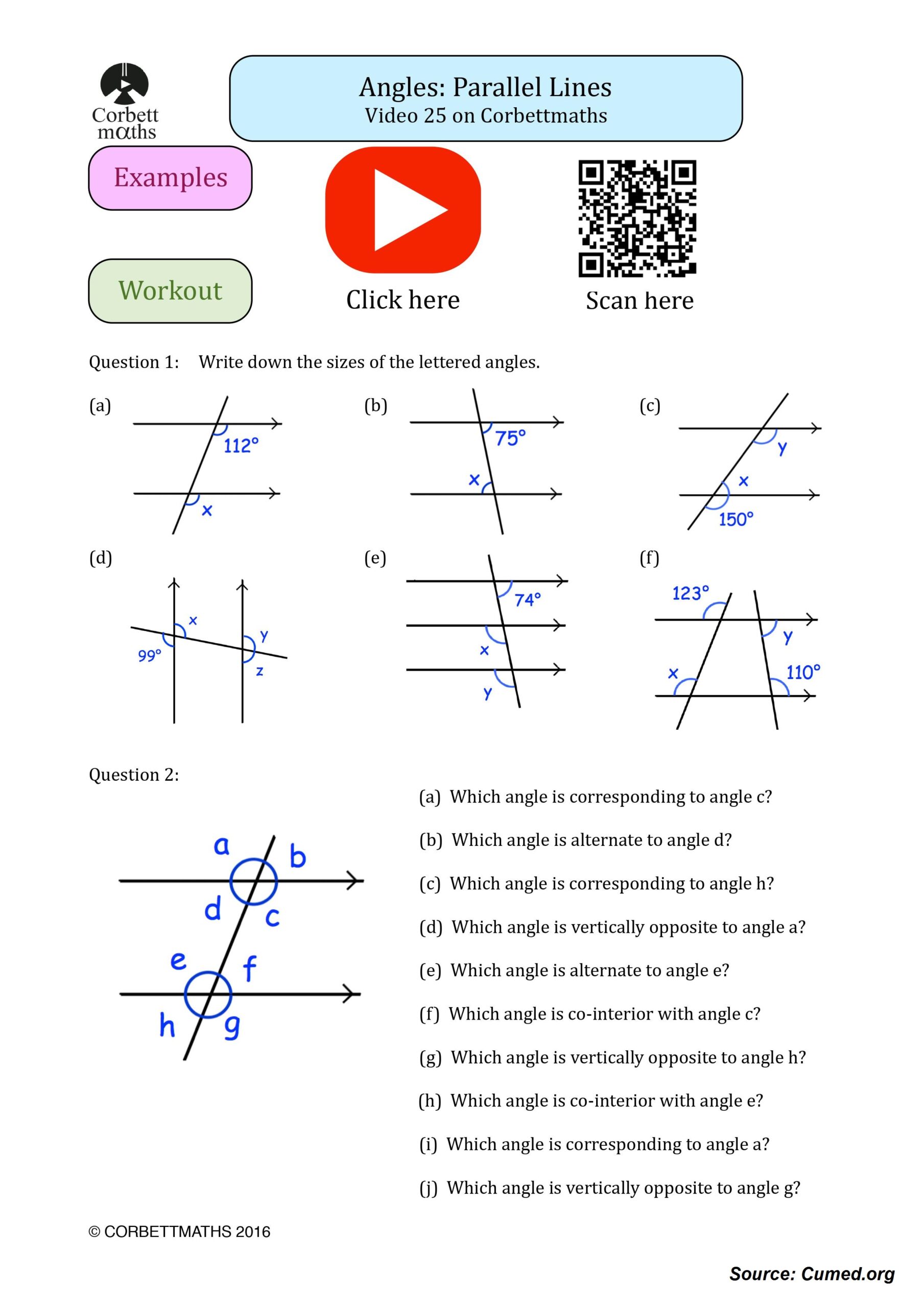 Angles And Parallel Lines Worksheet Answer Key