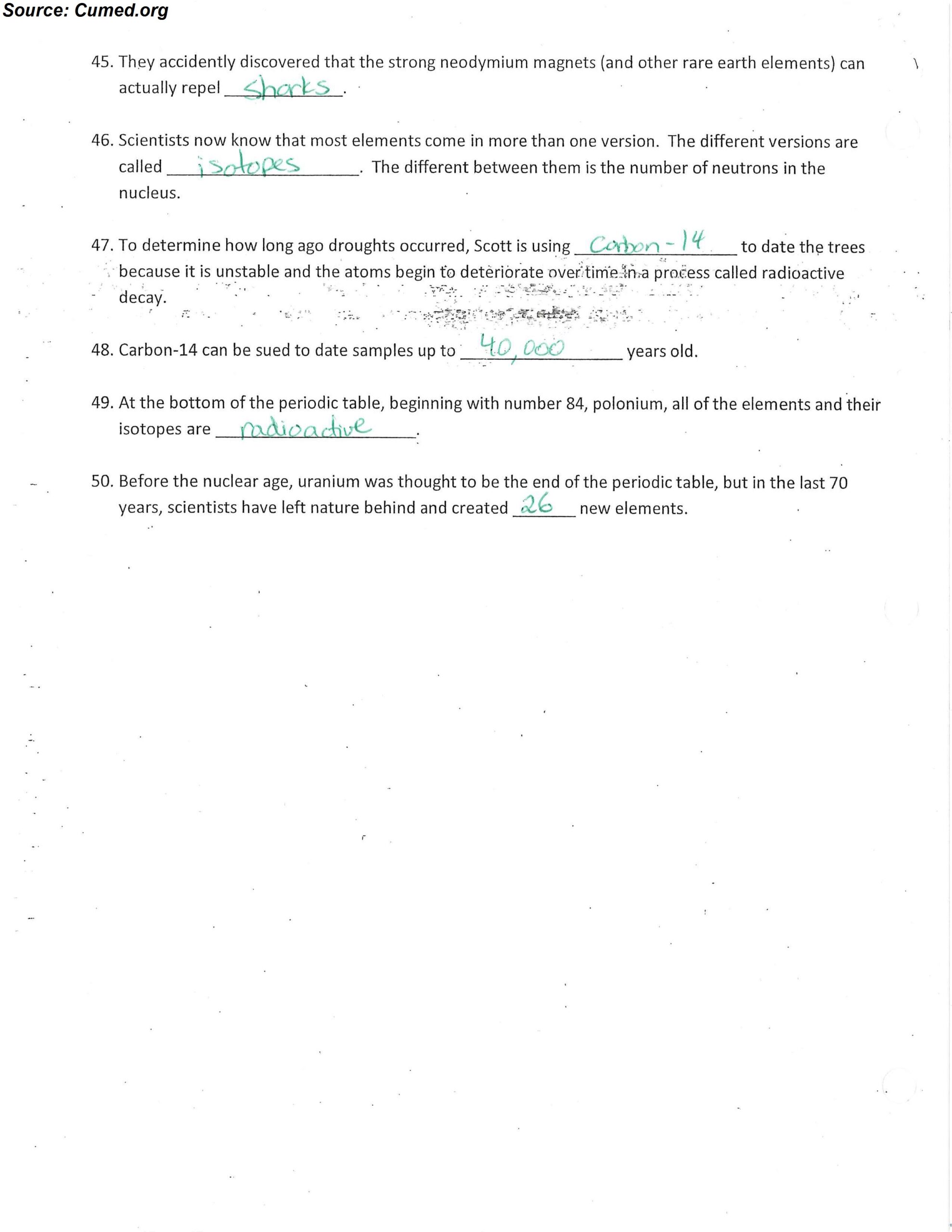 Hunting The Elements Worksheet Answers